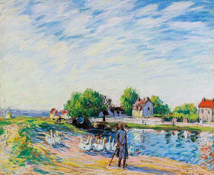  阿尔弗莱德·西斯莱 Alfred Sisley—— 圣芒美河畔的鹅